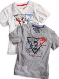 GUESS Kids Boys Little Boy Patched Triangle Tee, WHITE (2T)