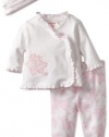 Little Me Baby-Girls Newborn Blooming Tmh Pant Set, White/Pink, 3 Months