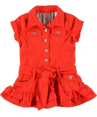 GUESS Kids Girls Little Girl Twill Shirtwaist Dress, ORANGE (3T)