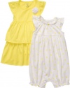 Carter's Girls 3-24 Months Dress and Romper Set (18 Months, Lemon Yellow)