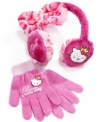 Keep fingers and ears warm with the help of Hello Kitty and this cute and cuddly earmuffs and gloves set.