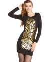 Tribal-print goes high-style with Material Girl's long sleeve bodycon dress!