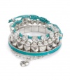 G by GUESS Bracelet set with Pyramids, Stones and T, SILVER