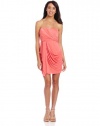 Sequin Hearts by My Michelle Juniors Ruching Strapless Dress, Coral, 9