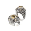 925 Silver & Citrine Ornate Scroll Ring with 18k Gold Accents- Sizes 6-8