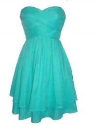 JESSICA SIMPSON Strapless Tiered Skirt Dress-AQUA GREEN-8