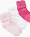 Nothing beats a classic.  These socks from Ralph Lauren have a touch of color to spice up her foot fashion.