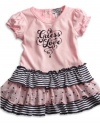 GUESS Kids Girls Three-Tiered Ruffle Dress with Bloomers , LIGHT PINK (24M)