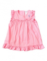 Polo Ralph Lauren Layette Ruffle Sleeve Striped Dress Baby Girl 3 Months Pink