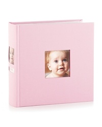 Now you can organize by cuteness! The fabric photo album includes an photo opening on the spine that allows your little one to be seen when placing on a bookshelf.