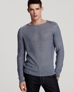 Lightweight linen drapes comfortably against the skin in this hip and relaxed sweater from BOSS Orange.