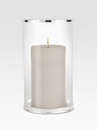 Elegant in its simplicity, a crystal column with silver-plated accents is ready to shed softly glowing candlelight. Candle not included 11H X 6D Imported