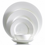 Anmut will be the choice for purists; it is an undecorated white that beautifully shows off the glamorous forms and quality bone china. Dishwasher and microwave safe.