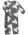 Getting baby dressed is a snap in this super soft dog print microfleece jump suit from Carter's.