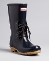 Hunter is in step with the booties trend in these abbreviated rain boots, a shorter, laced-up take on the classic style.