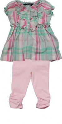 Ralph Lauren Madras Tunic & Legging Set (24 Month, Green/Pink Multi)