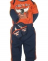 Baby Essentials Baby-boys Newborn 3 Piece Creeper Set, Orange/Navy, 6-9 Months