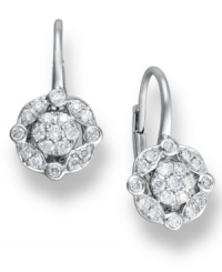 A bright burst of sparkle lights up any look. Crafted in 14k white gold, chic clusters of round-cut diamonds 1/4 ct. t.w.) adorn these beautiful drop earrings. Approximate drop: 1/2 inch.