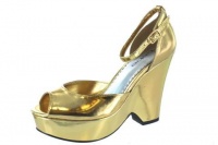 BEBE T2329 PRYCE GOLD METALLIC WOMENS PEEP TOE Size 6.5M