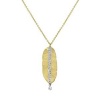 Meira T Pave Set Diamond and Hammered 14K Gold Leaf Necklace