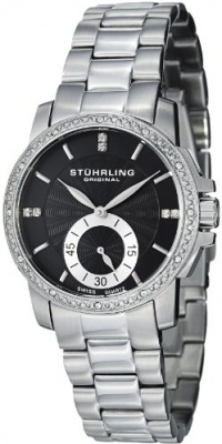 Stuhrling Original Women's 412.12111 Symphony Regent Duchess Swiss Quartz Swarovski Crystal Black Dial Watch