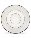 Pure opulence. Posh opalescence. This classically designed line of Lenox dinnerware and dishes is accented by a platinum rim and a delicate flourish of vine-like, white-on-white imprints with raised, iridescent enamel dots. Great gift for a housewarming, wedding or yourself.