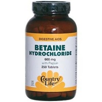 Betaine Hydrochloride With Pepsin 600mg 250 Tablets