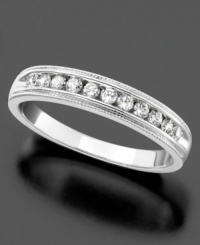 A ring with everlasting sparkle featuring round-cut diamonds (1/4 ct. t.w.) set in 14k white gold.