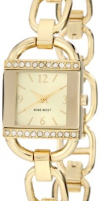 Nine West Women's NW1188CHGB  Crystal Accented Gold-Tone Bracelet Watch