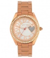 Betsey Johnson Rose Gold Silver Sparkle Heart Bling Time Watch