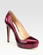 Metallic patent leather design with an internal platform. Self-covered heel, 4½ (115mm)Hidden platform, 1 (25mm)Compares to a 3½ heel (90mm)Patent leather upperLeather lining and solePadded insoleMade in ItalyOUR FIT MODEL RECOMMENDS ordering one half size up as this style runs small. 