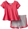 Splendid Littles Baby-Girls Newborn Petit French Terry Short Set, Platinum/Flamingo, 18-24 Months