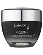 You sleep. Genes don't. Wake up to visibly repaired skin. During the night, the speed of cell regeneration doubles. By screening over 4,000 genes, our laboratories identified the genes responsible for making this activity happen. Today, Lancôme creates Génifique Repair, out first night care that boosts the activity of genes. Visibly repair and restore your skin while you sleep. The first morning, skin looks smoother and fresher.