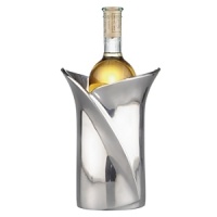 This wine chiller strikingly combines interlocking curves culminating in a flared top that resembles an opened seashell, or coquille. Designed by Lisa Smith, the chiller accommodates a standard 750-liter bottle.