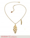 GUESS Gold-Tone Feather Pendant Necklace, GOLD