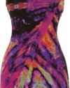 RAMPAGE One Shoulder Multicolor Ruched Dress [42107641186], Black/Pin, X-Small