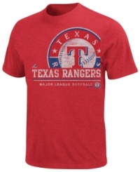 Loud and proud. Get the crowd going and cheer on your Texas Rangers in this MLB graphic t-shirt from Majestic.