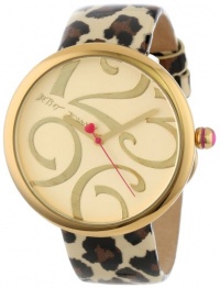 Betsey Johnson Women's BJ00068-05 Analog Leopard Patent Printed Leather Strap Watch