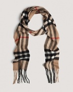 Soft cashmere in a signature Burberry check.