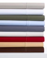 Redefine everyday elegance with these luxuriously soft 500-thread count combed cotton sheets. Created on dobby looms, the subtle interplay of satin and matte textures enhances the versatility of rich, solid color. Open stitching detail on the flat sheet hem adds a delicate, tailored finish. Extra deep ensures the right fit for growing mattresses.