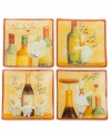 Wish you were there. Vive Le Vie plates will play and plate up a great meal with greetings from France, bottles of wine and silly illustrations of exuberant French chefs in vividly printed glass. From Prima Designs.