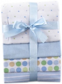 Luvable Friends 4-Pack Flannel Receiving Blankets, Blue