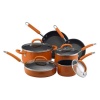 Rachael Ray Porcelain Enamel Nonstick 10-Piece Cookware Set, Orange