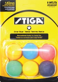 Stiga 1-Star Multi Color Table Tennis Balls (6 Pack)