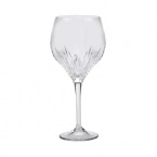 Delicately cut fine crystal stemware adds a graceful note to your formal dining. Shown from left to right: iced beverage, goblet, wine, flute.