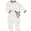 Carters Infant Boys White and Grey Reindeer Footed Microfleece Sleep & Play, 3M