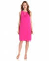 DKNYC Women's Sleeveless Dress With Draped Front And Chiffon Underlayer, Pink Tango, X-Large