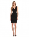 DKNYC Women's Sleeveless V-Neck Dress With Lace Back And Side Panels, Black, 6