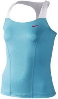 NIKE Girls' OZ Dri-Fit Open Tennis Tank Top Aqua-Medium