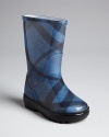 She'll make a splash in these signature check rain boots from Burberry.